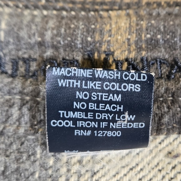 Tailor Vintage Reversible Flannel Shirt Mens Large Gray Green/Blue Plaid Stripes - Picture 9 of 9